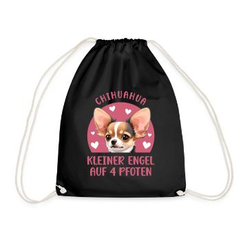 Chihuahua - Kleiner Engel auf 4 Pfoten - Turnbeutel - Schwarz - Vorne