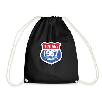 1967 Geburtstag Route Vintage Original - Turnbeutel - Schwarz - Vorne