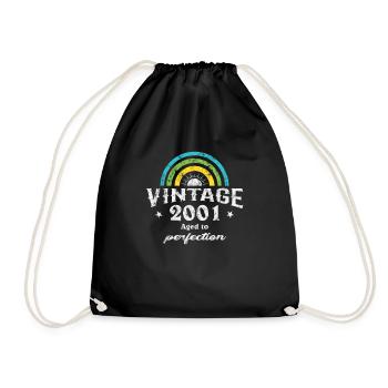 2001 Birthday Vintage Rainbow Sun - Drawstring Bag - black - Front
