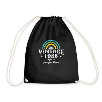 1988 Birthday Vintage Rainbow Sun - Drawstring Bag - black - Front