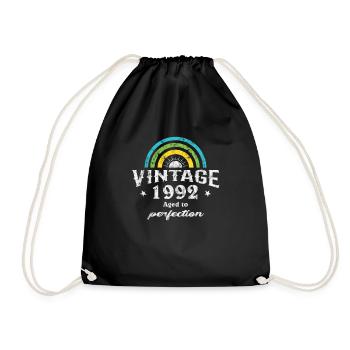 1992 Birthday Vintage Rainbow Sun - Drawstring Bag - black - Front