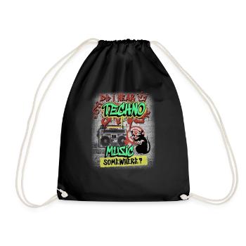 Hardcore Rave Music Raver 90s EDM House DJ Rave - Drawstring Bag - black - Front