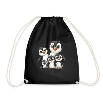 Pingouin Famille Kawaii Pingouin Mignon - Sac de sport léger - noir - Devant