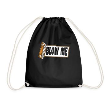 Blow Me Harmonist Harmonicist Mouth Harp Harmonica - Drawstring Bag - black - Front