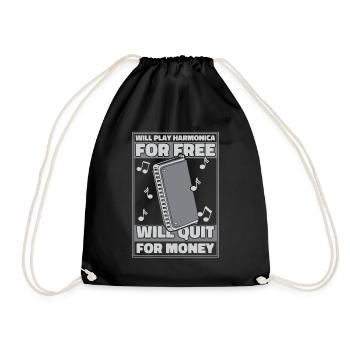 Play Harmonica For Free Will Quit For Money - Drawstring Bag - black - Front