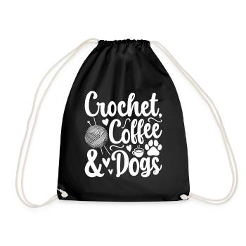 Crochet coffee & dogs - Dog Lover Crocheter - Drawstring Bag - black - Front