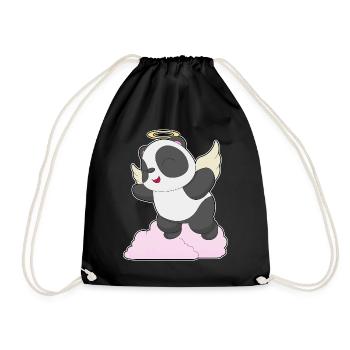 Panda Angel Wings - Drawstring Bag - black - Front