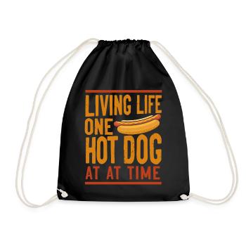 Hot Dog Adult Living Life One Hot - Drawstring Bag - black - Front