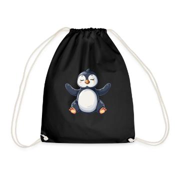 Pinguin Kawaii Pinguin Niedlich - Turnbeutel - Schwarz - Vorne