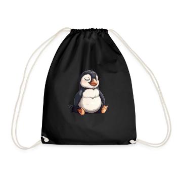 Penguin Meditate Kawaii Penguin Cute - Drawstring Bag - black - Front