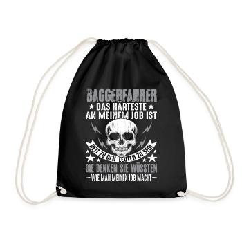 Excavator Driver Excavator Excavator Driver Saying Funny - Drawstring Bag - black - Front