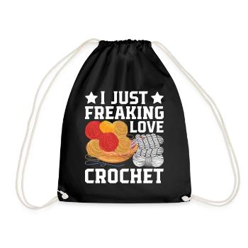 Crocheting Crochet Lover - I just freaking love cr - Drawstring Bag - black - Front