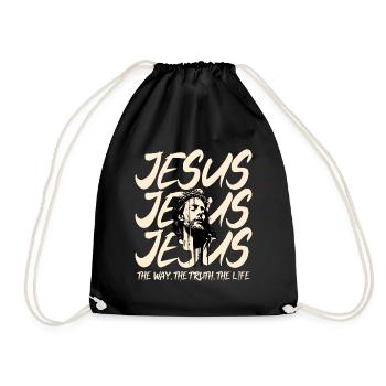 Jesus mit Dornenkrone Motiv - Turnbeutel - Schwarz - Vorne