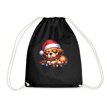 Christmas Hat Christmas Fairy Lights - Drawstring Bag - black - Front