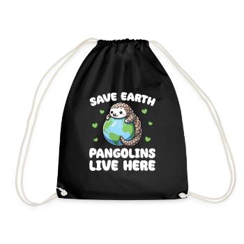 Rettet die Erde Schuppentiere leben hier Earth Day - Turnbeutel - Schwarz - Vorne