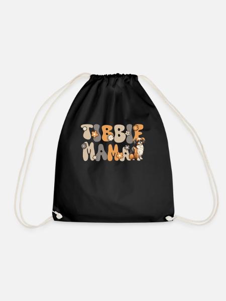 Tibet Spaniel Groovy Tibbie Mama - Drawstring Bag - black