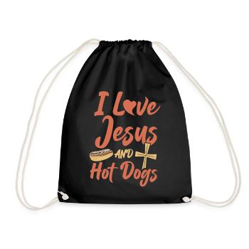 Hot Dog Adult Jesus Faith - Drawstring Bag - black - Front