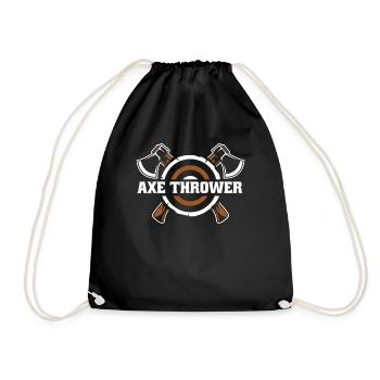 Axe Thrower Axe Throwing Game Competition Axe - Drawstring Bag - black - Front