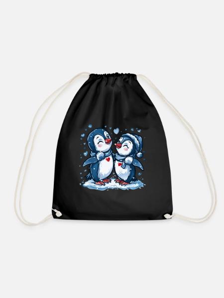 Pinguin Pärchen Kawaii Pinguin Niedlich - Turnbeutel - Schwarz