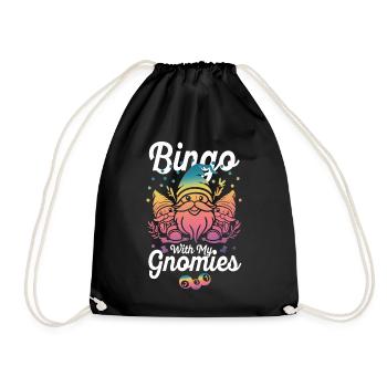 Bingo Mit Meinen Gnomies Lustiges Bingo - Turnbeutel - Schwarz - Vorne