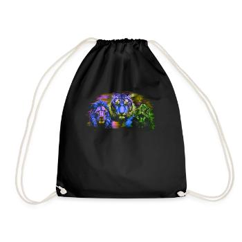 Lion Lions Tiger Cats Cat Wildlife Zoo - Drawstring Bag - black - Front