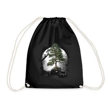 Forêt Nature sauvage Conifères Forêt Arbre Pin Halloween Arbres - Sac de sport léger - noir - Devant