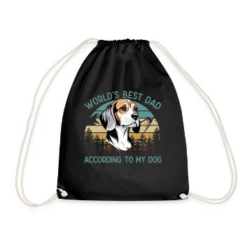 World Best Dog Dad Beagle Funny - Drawstring Bag - black - Front