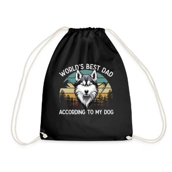 World Best Dog Dad Siberian Husky Funny - Drawstring Bag - black - Front