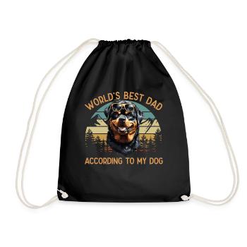 World Best Dog Dad Rottweiler Funny Motifs - Drawstring Bag - black - Front