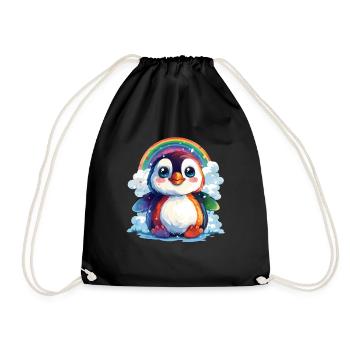 Penguin Rainbow Kawaii Penguin Cute - Drawstring Bag - black - Front