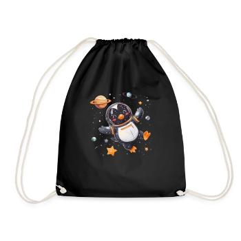 Penguin Astronaut Kawaii Penguin Cute - Drawstring Bag - black - Front