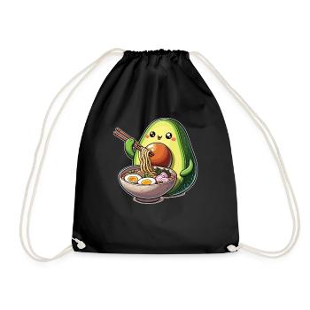 Avocado with noodles ramen kawaii avocado - Drawstring Bag - black - Front