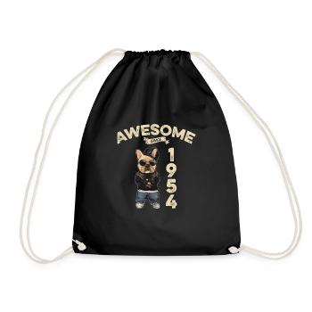 1954 Geburtstag Awesome since Cool Dog - Turnbeutel - Schwarz - Vorne