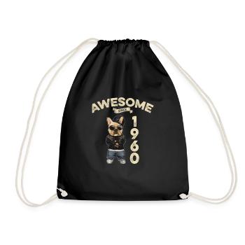 1960 Geburtstag Awesome since Cool Dog - Turnbeutel - Schwarz - Vorne