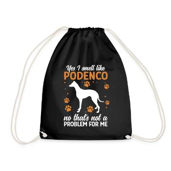 Podenco Windhund Rieche nach Podenco - Turnbeutel - Schwarz - Vorne