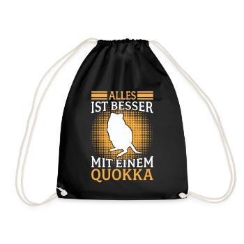 Quokka Beuteltier Alles besser mit Quokka - Turnbeutel - Schwarz - Vorne