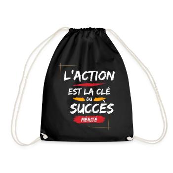 Citation Motivante pour Succès - Sac de sport léger - noir - Devant