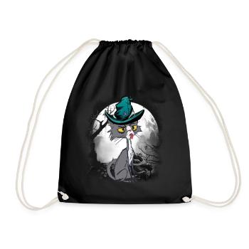 Chat magique chats sorcier conte de fées personnage conte de fées - Sac de sport léger - noir - Devant