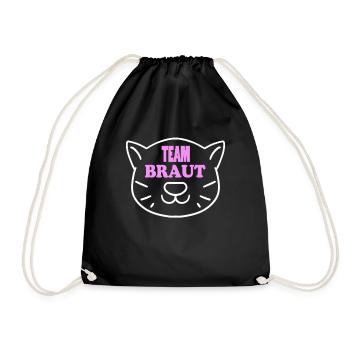 Team Braut Katze Motiv - Turnbeutel - Schwarz - Vorne