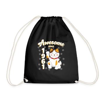 1961 Anniversaire Génial depuis Chat Maneki neko - Sac de sport léger - noir - Devant