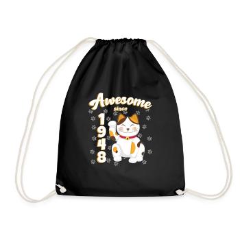 1948 Anniversaire Génial depuis Chat Maneki neko - Sac de sport léger - noir - Devant