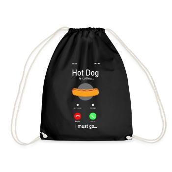 Hot Dog Adult Phone Display Hot - Drawstring Bag - black - Front