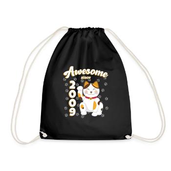 2009 Anniversaire Génial depuis Chat Maneki neko - Sac de sport léger - noir - Devant