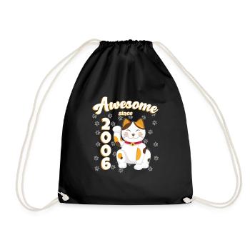 2006 Anniversaire Génial depuis Chat Maneki neko - Sac de sport léger - noir - Devant