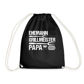 Papa Vatertag Idee - Ehemann Grillmeister Papa - Turnbeutel - Schwarz - Vorne