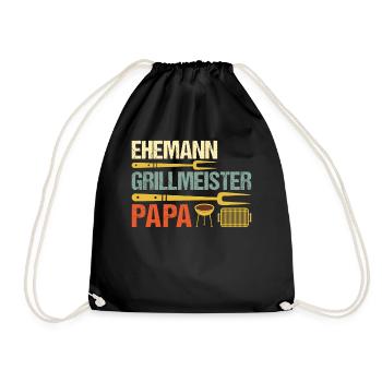 Vatertag Idee Papa - Ehemann Grillmeister Papa - Turnbeutel - Schwarz - Vorne