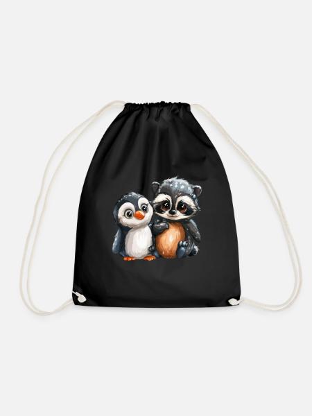 Pinguin Tanuki Japanisch Kawaii Pinguin Niedlich - Turnbeutel - Schwarz