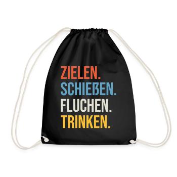 Fußball Zielen Schießen Fluchen Trinken Saufen - Turnbeutel - Schwarz - Vorne