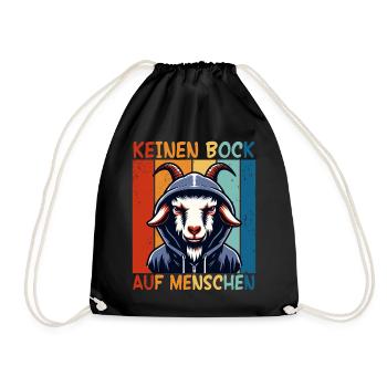 Schwarzer Humor Keinen Bock Auf Menschen Sarkasmus - Turnbeutel - Schwarz - Vorne