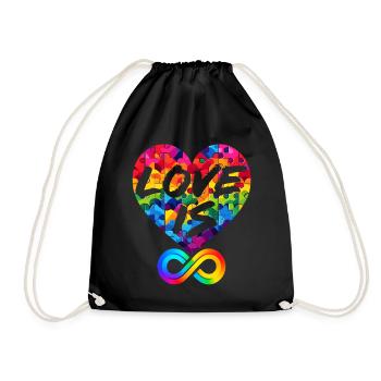 LIEBE IST UNENDLICH, LIEBESPUZZLE, LGBTQIA+ - Turnbeutel - Schwarz - Vorne